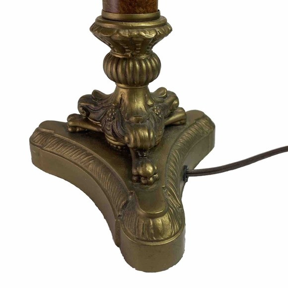 HLWD Regency Faux Brass Wood Candlestick Table Lamp Triangular Base 18 Excelsior - Picture 3 of 15